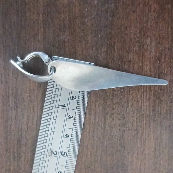 Georg Jensen, Nana Ditzel 1950s Long Drop Silver Denmark Earring leverback 128A - Picture 7 of 7